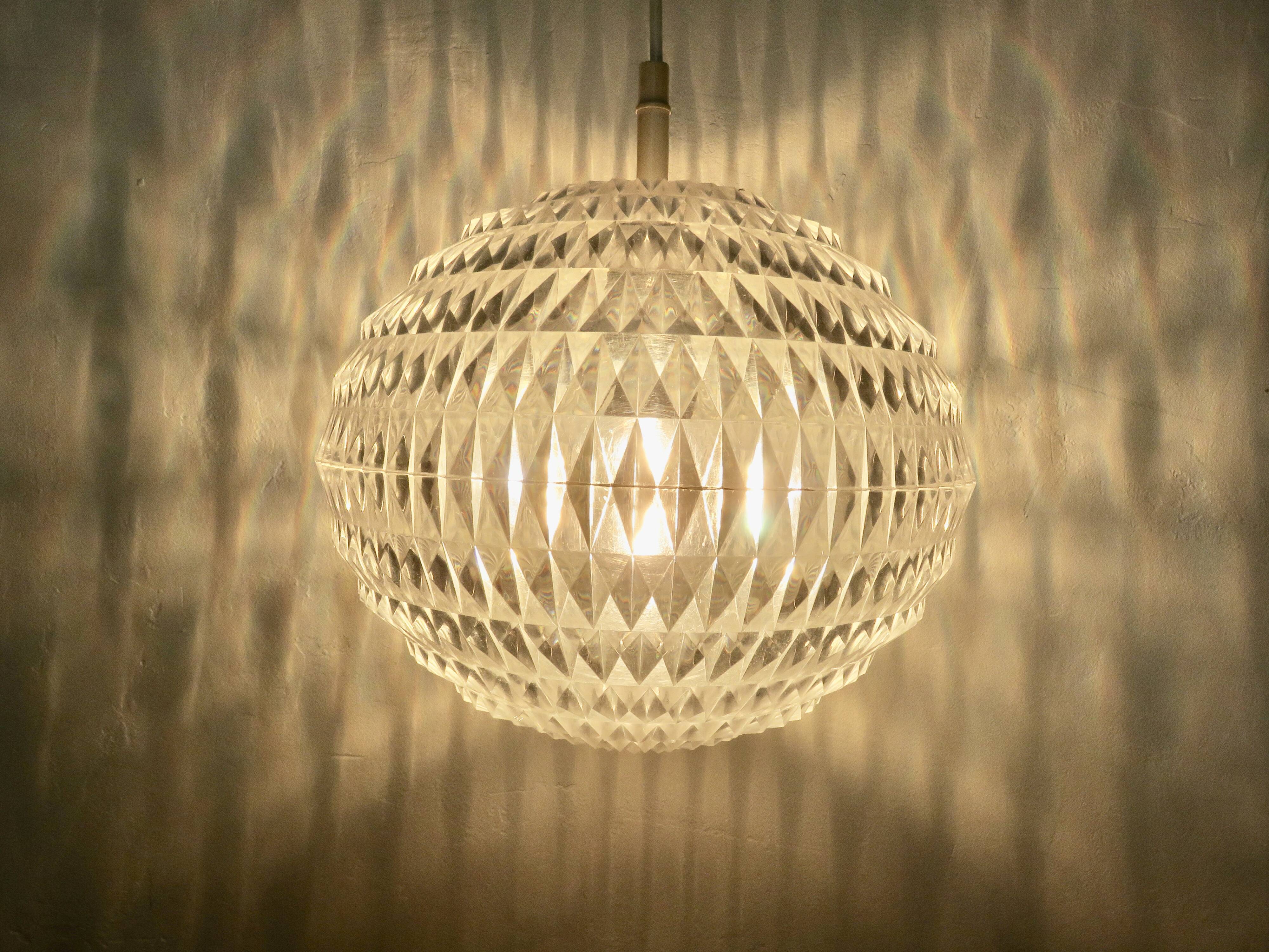 "ERCO" Diamond pendant light by Aloys Gangkofner Germany 1970 vintage