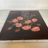 Bouquet of roses oil on canvas painting signed