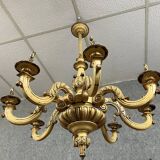 Large Venetian chandelier in Louis XV style in lacquered and gilded wood from the early 20th century