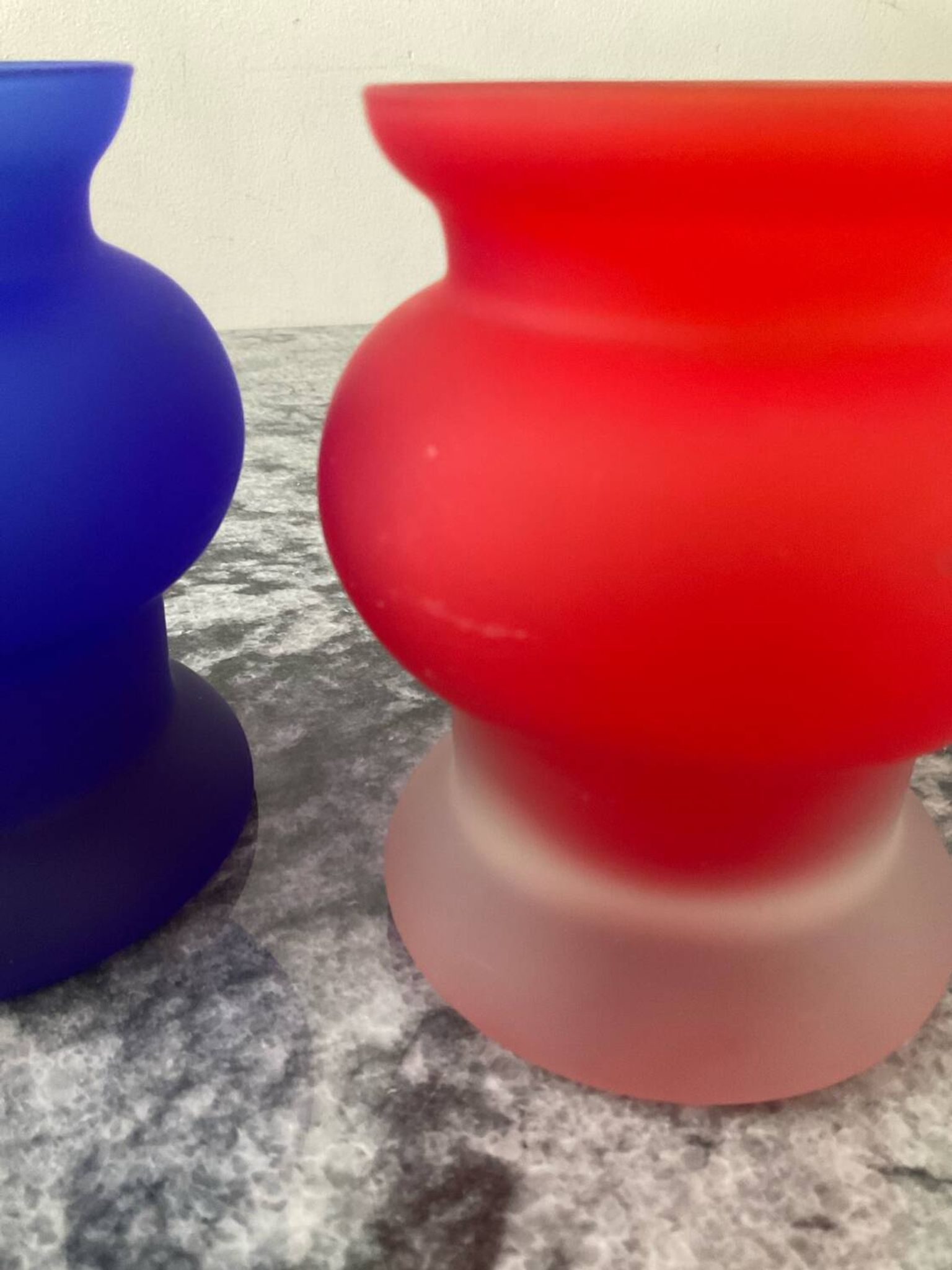 Pair of vintage frosted glass vases