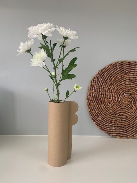 Leather-wrapped vase