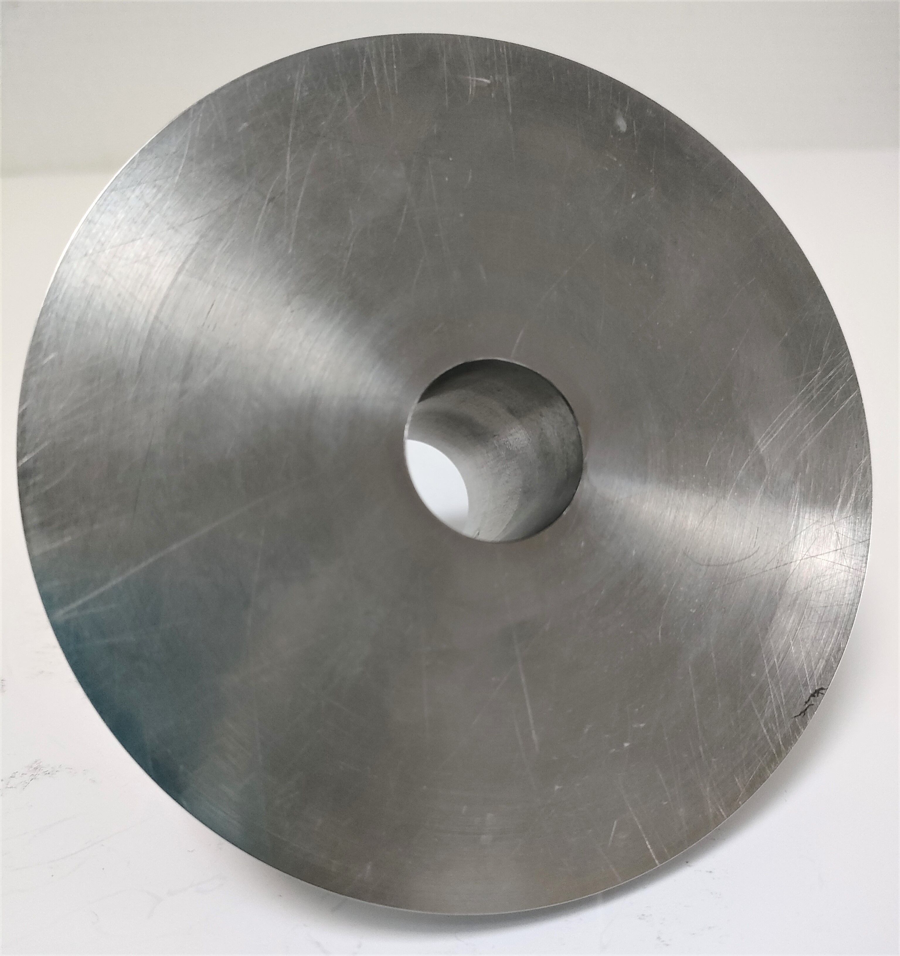 Solid steel candle holder turned design