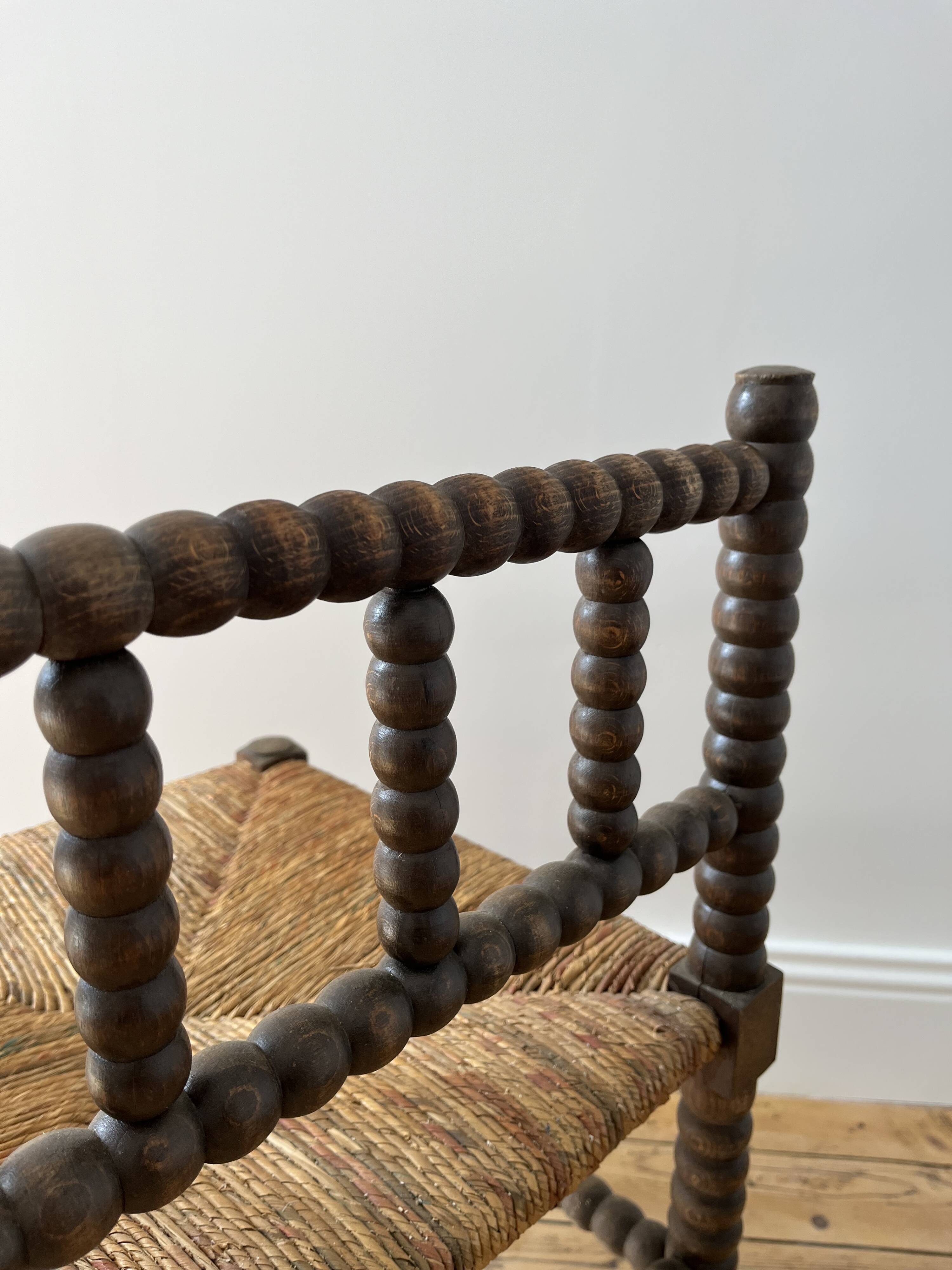 Turned wood corner chair