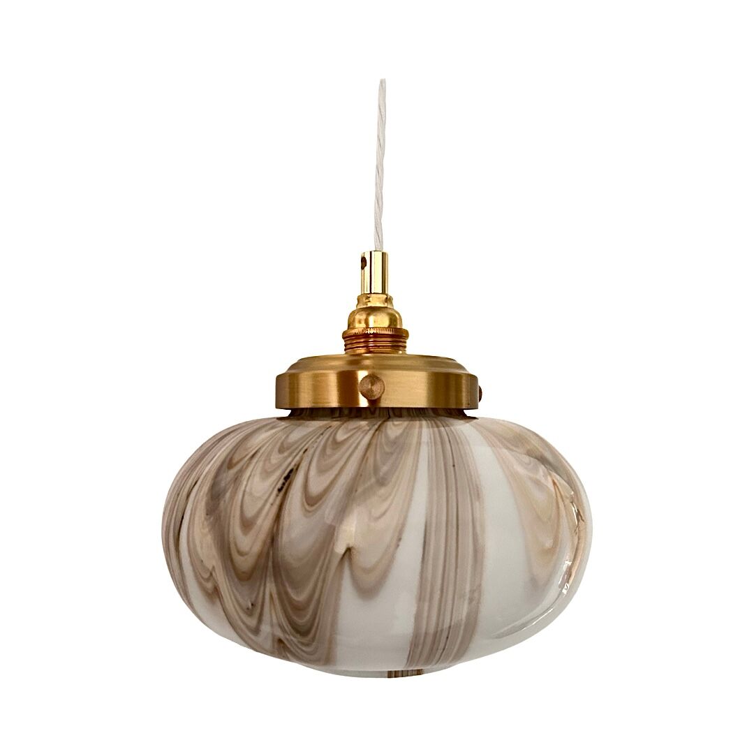 Art Deco suspension in marbled opaline