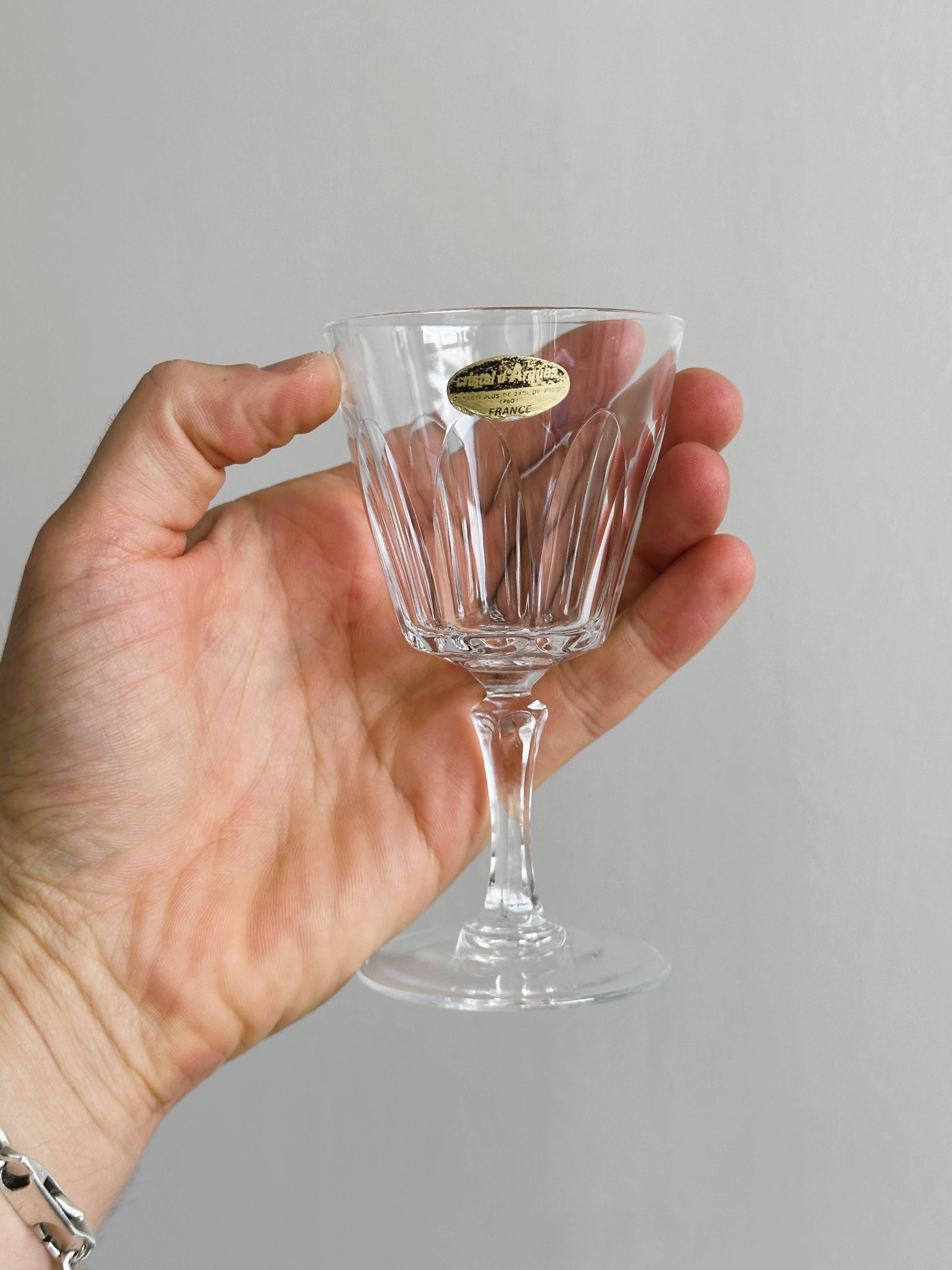 4 vintage crystal liqueur glasses