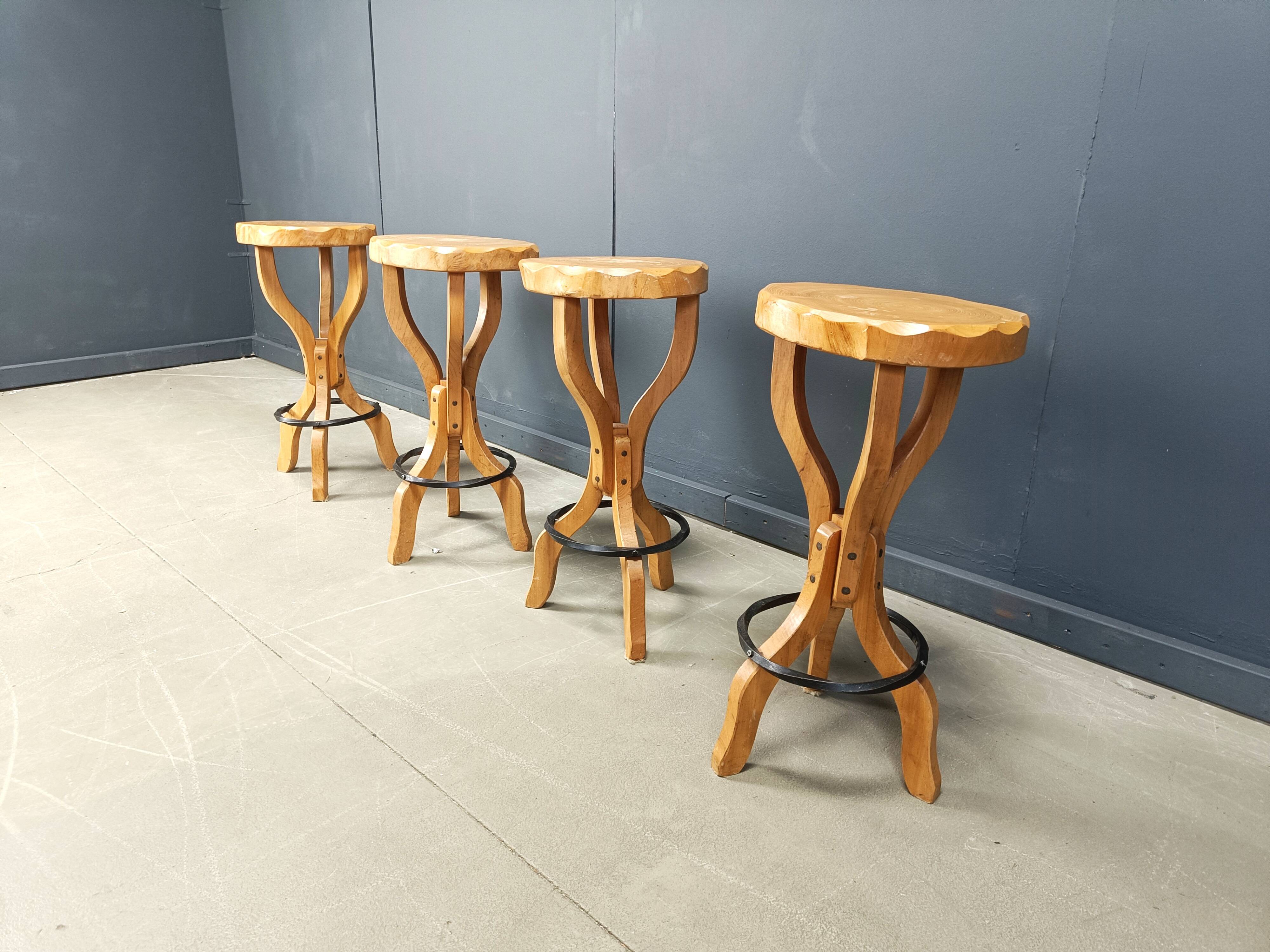 Mid century brutalist bar stools, 1960s - set of 4