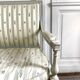 Directoire French silk sofa bench with blue, grey and white 18th century patterns