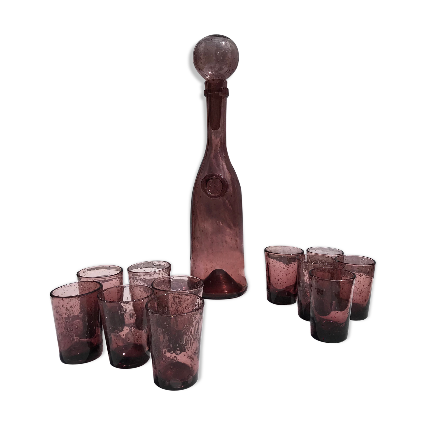 Biot liqueur service in blown glass