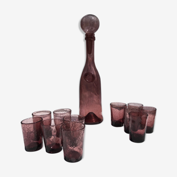 Biot liqueur service in blown glass