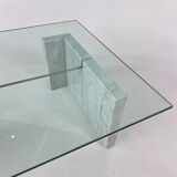 Base en verre et marbre à deux pierres vintage, Italie, années 1970