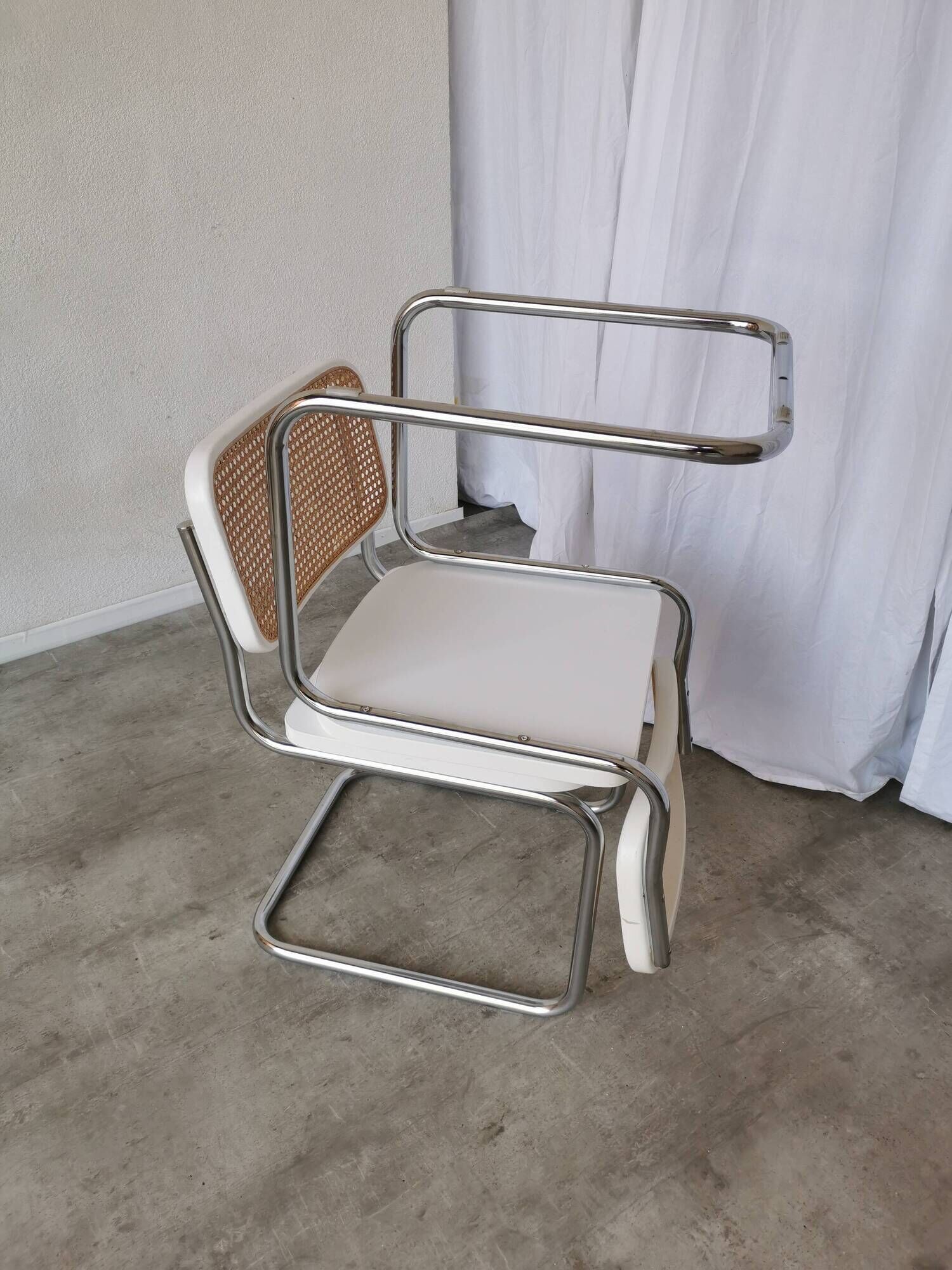 Set of 2 Vintage Cesca Chairs: Marcel Breuer Chrome & Cane, 1970s Mid-Centu
