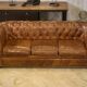 Brown leather Chesterfield sofa