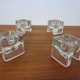 Finnish Ice Glass Candlesticks by Timo Sarpaneva for Juhava, 1970s, Set of 4