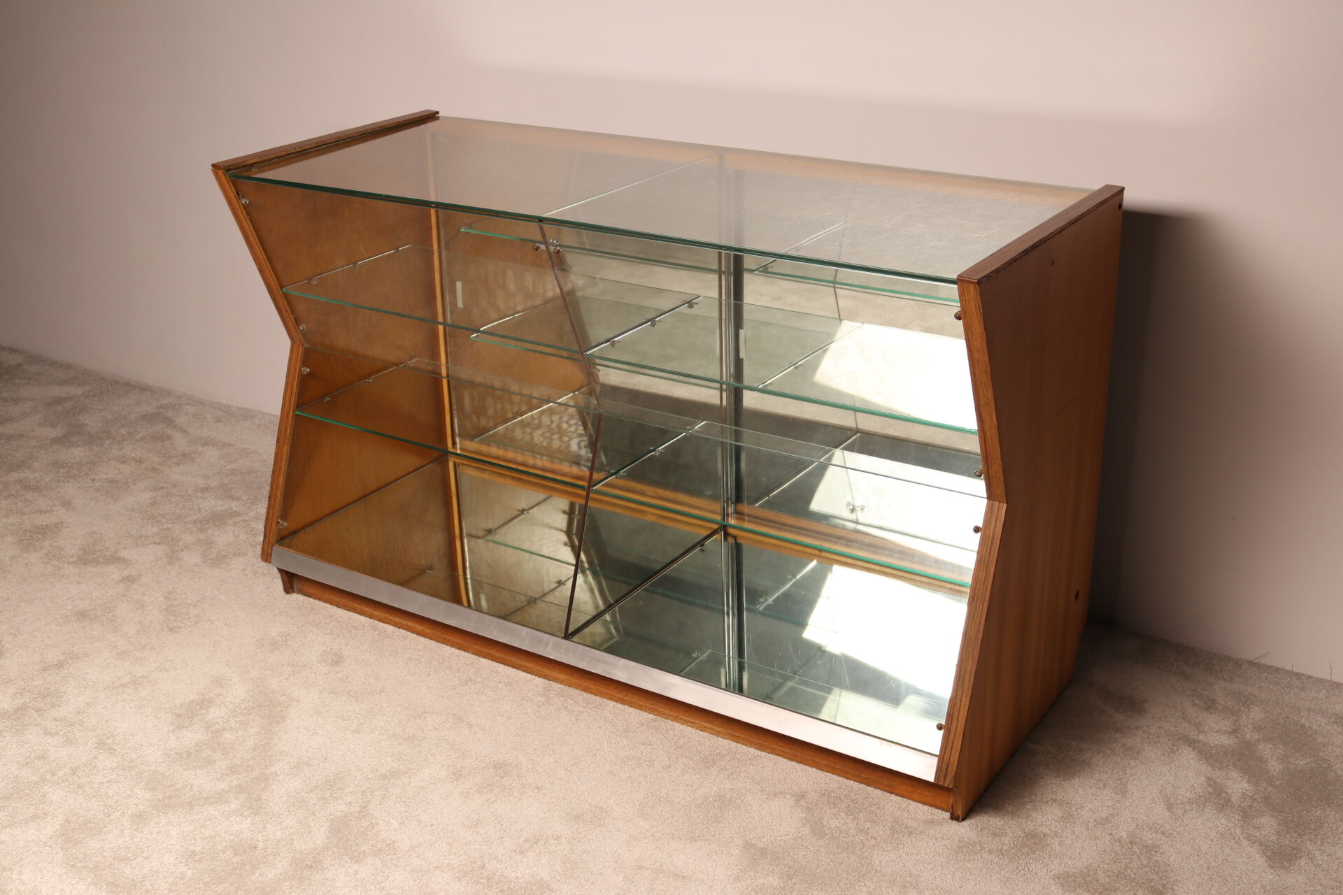 Vintage diamond shaped display cabinet - Belgium 1950's