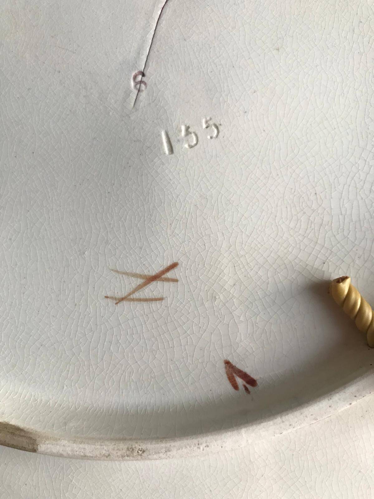 Barbotine wall dish, 19th century, Apple decor