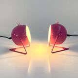 Paire de lampes de chevets ou murales roses, 1970