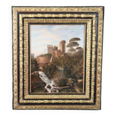 Landscape With A Castle, Oil On Canvas, Signed M.g., Italy, 18th Century