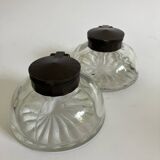 2 anciens encriers en verre et bakélite