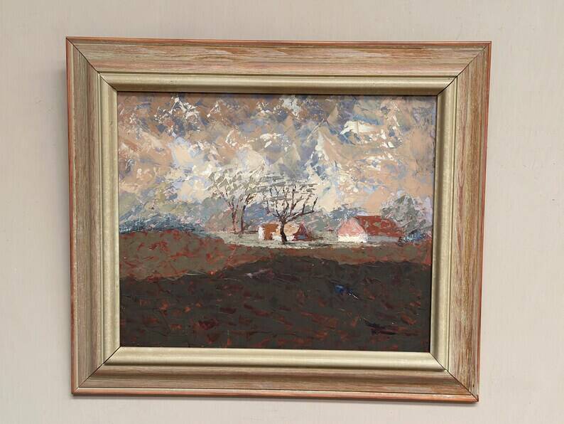 Original Swedish Oil on Panel – “Landscape” by Bertil Wahlberg – Signed – Vintage and Framed – 48 × 41.5 cm (18.9" × 16.3")