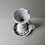 Cellar rat candle holder in white enamel stoneware, 60s-70s