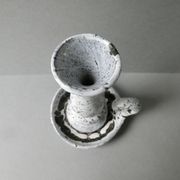 Bougeoir rat de cave en grès émail blanc, années 60-70