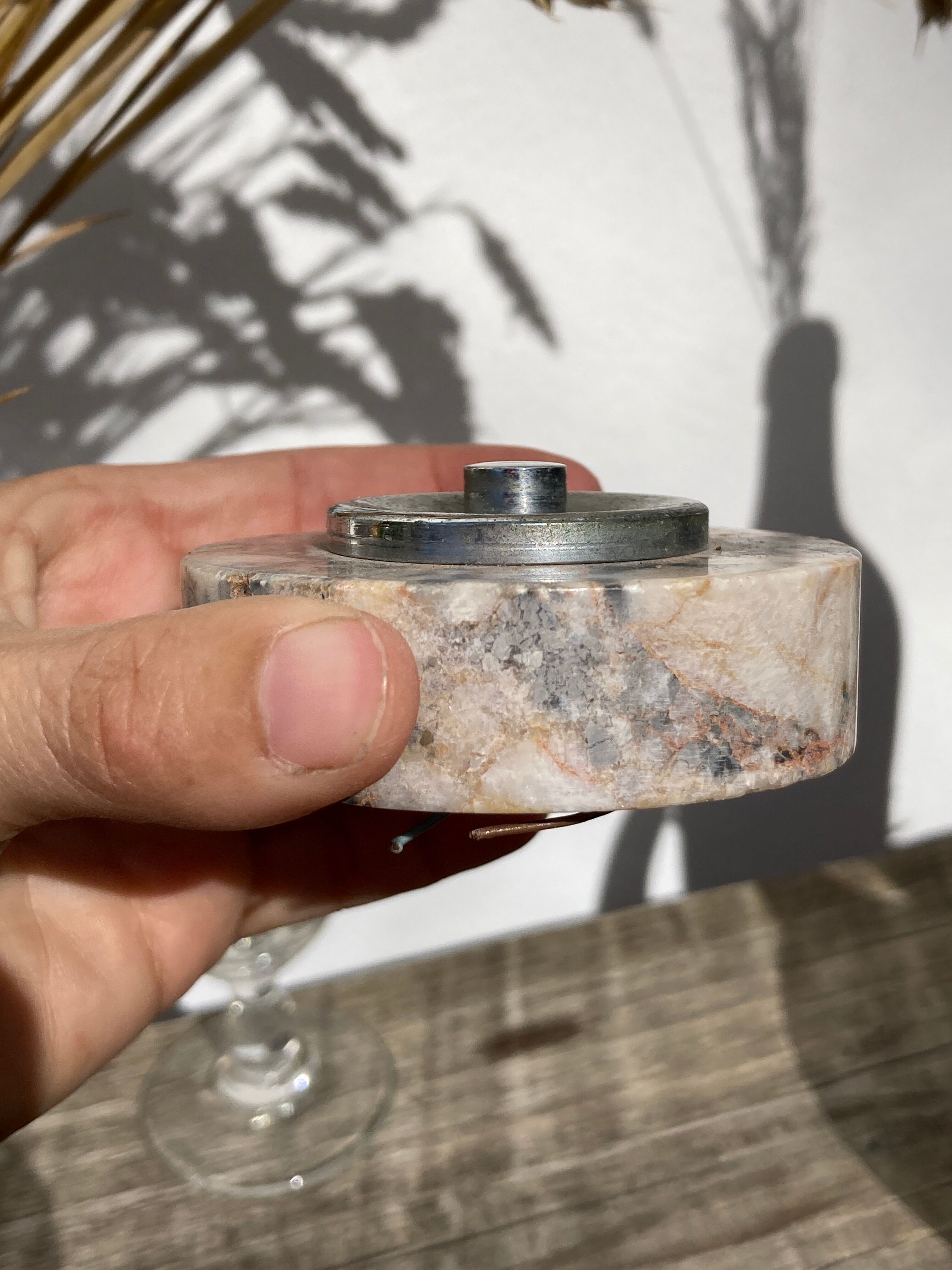 Antique doorbell or switch in marble and silver metal