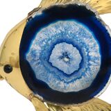 Angel fish lamp in gold metal and blue agate