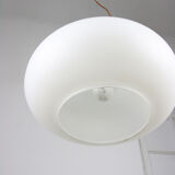 Vintage Chrome & Opaline Pendant Lamp, 1980s