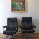 Scandinavian design leather armchairs 70s
