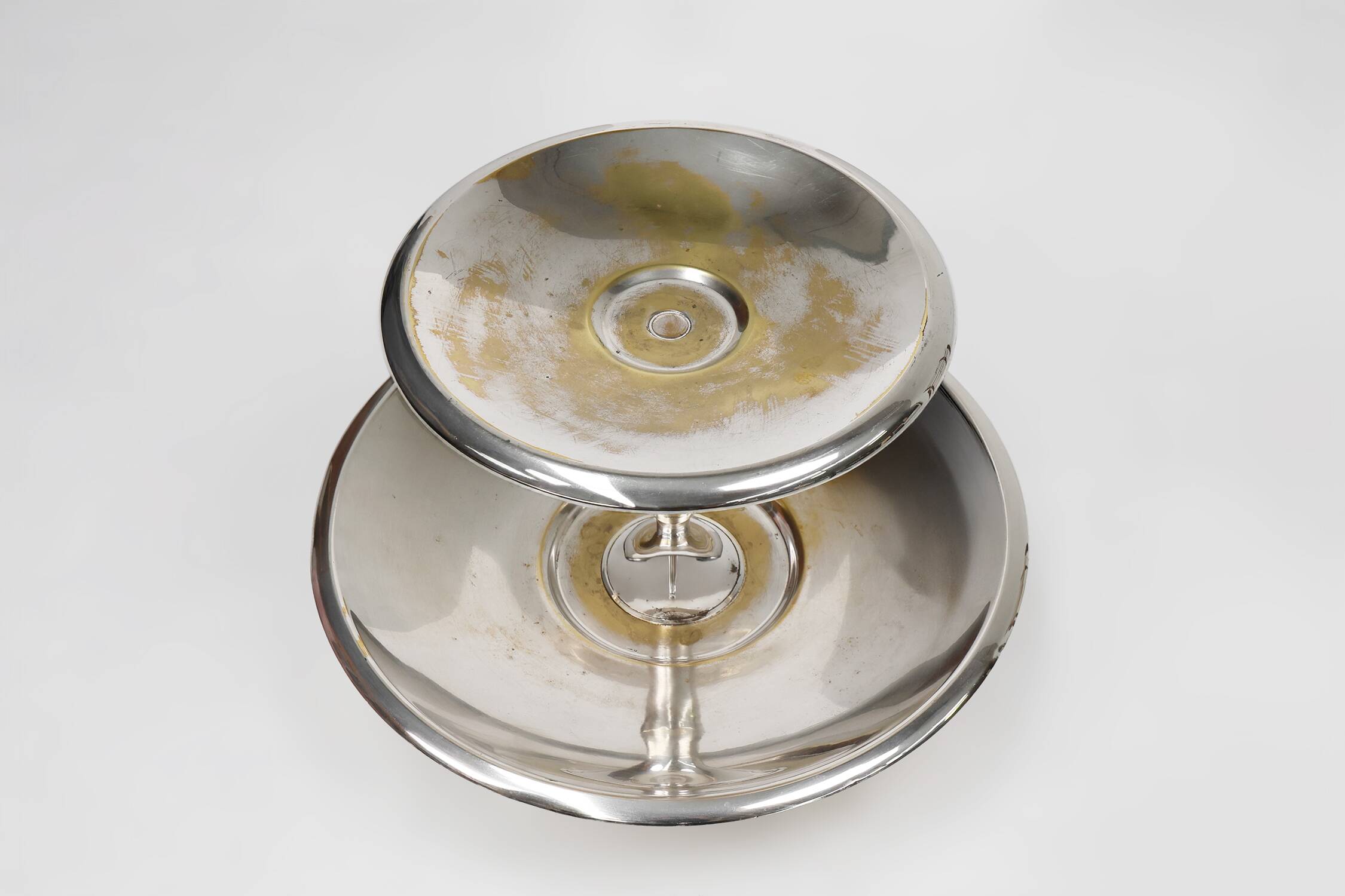 Large antique silver-plated bowl / etagère, France ca. 1900