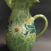 Enamelled terracotta pitcher, Spain, 20th century