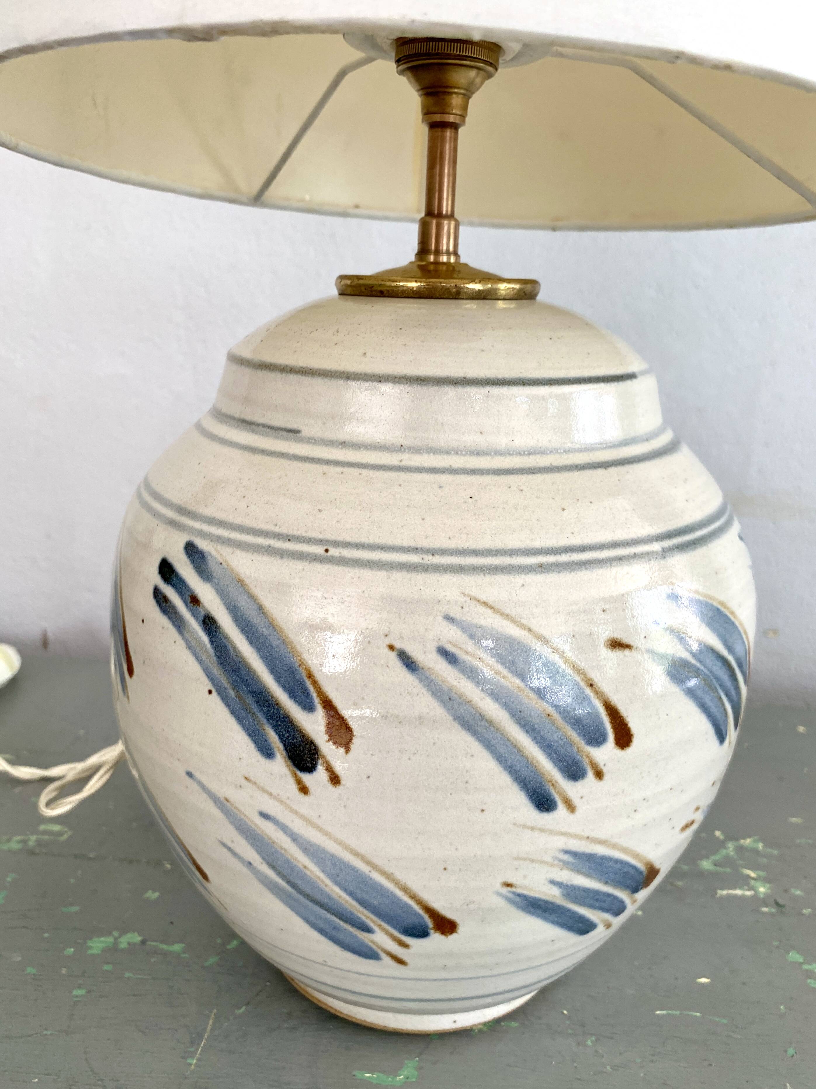Pied de lampe céramique, câble tissu neuf 200 cm