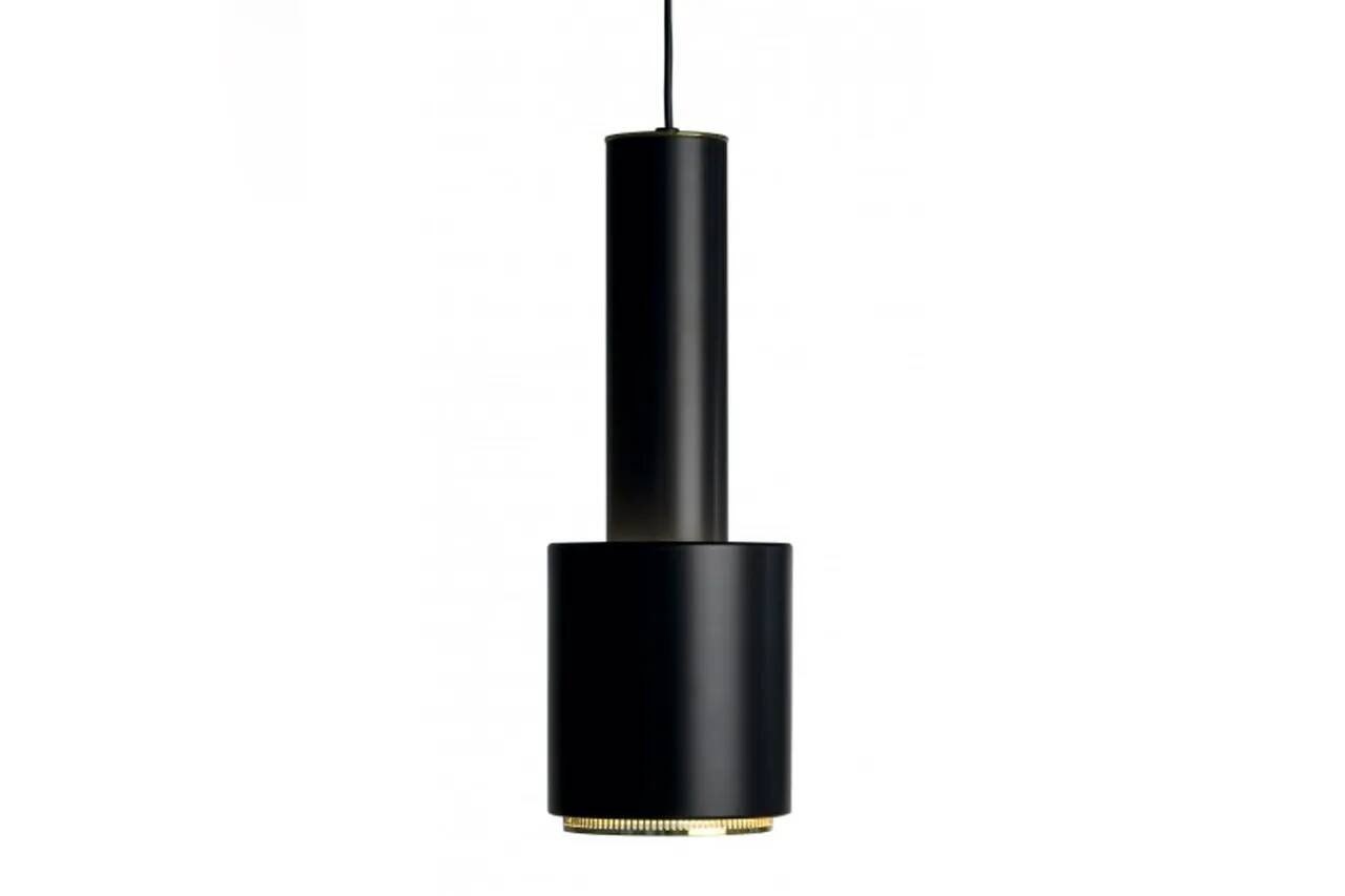 Alvar Aalto A110 Hand Grenade pendant lamp in black with brass
