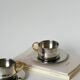 Duo of double-walled stainless steel espresso cups Made in Italy, Design 1970