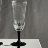 4 large Luminarc Octime vintage octagonal champagne flutes with black foot