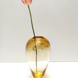 Straw Colored Murano Glass Vase attr. to Fratelli Toso with Aventurine