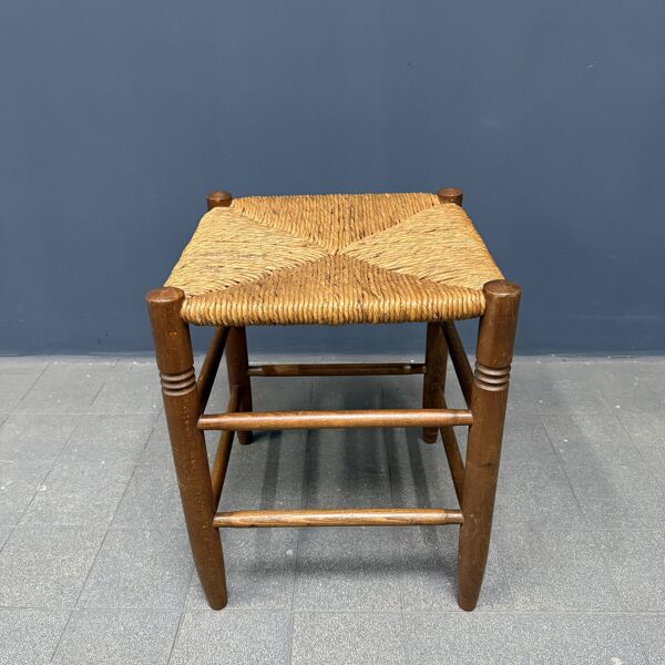 Ensemble de tabourets hollandais en bois de hêtre avec assise en paille