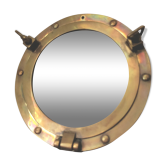 Brass window mirror 21cm diameter