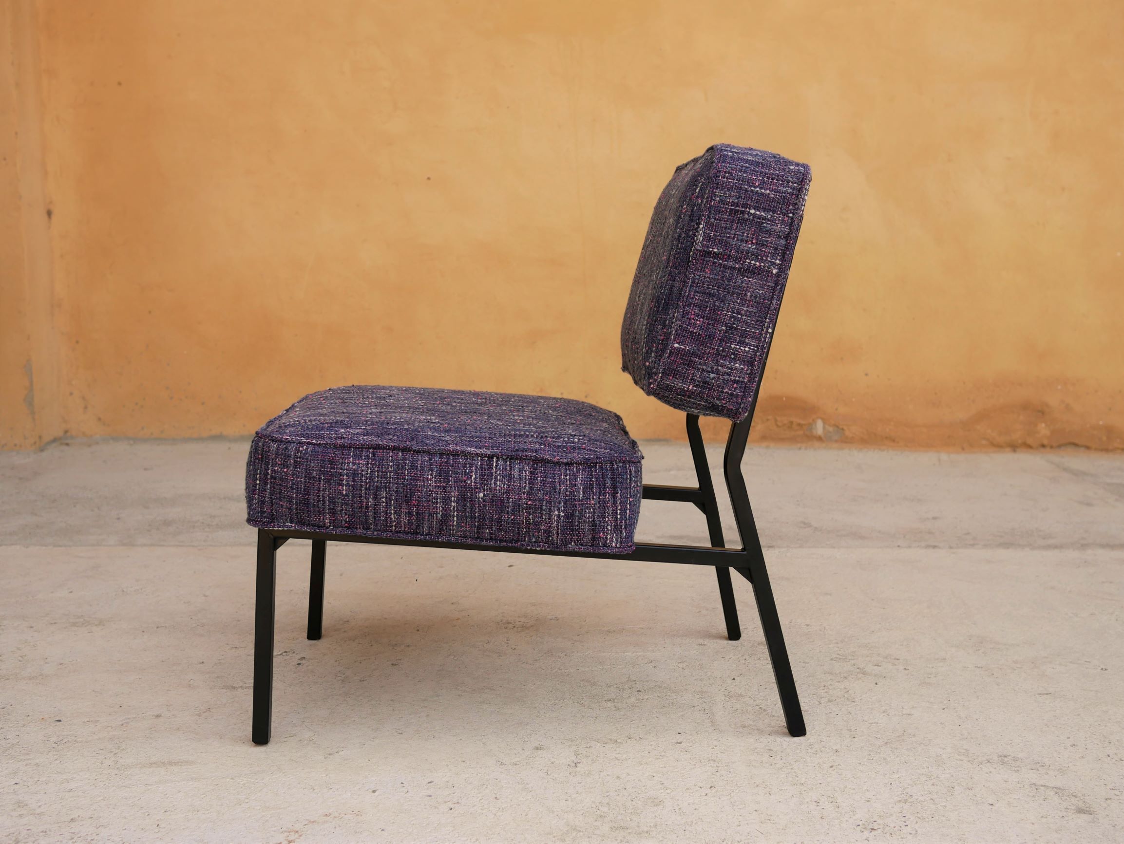 Vintage modernist metal foot armchair