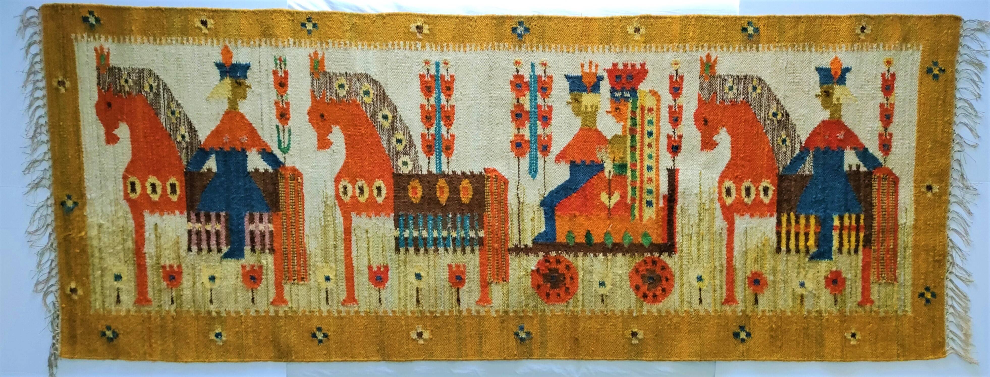 Tapisserie kilim fait main artisanat polonais années 70