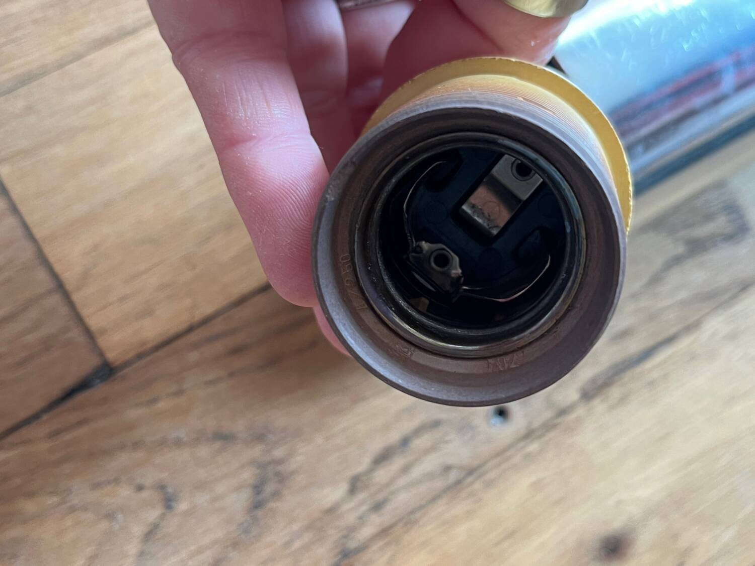 Vintage pendant light in chiseled glass and steel tube from the 70s