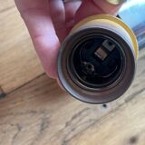 Vintage pendant light in chiseled glass and steel tube from the 70s