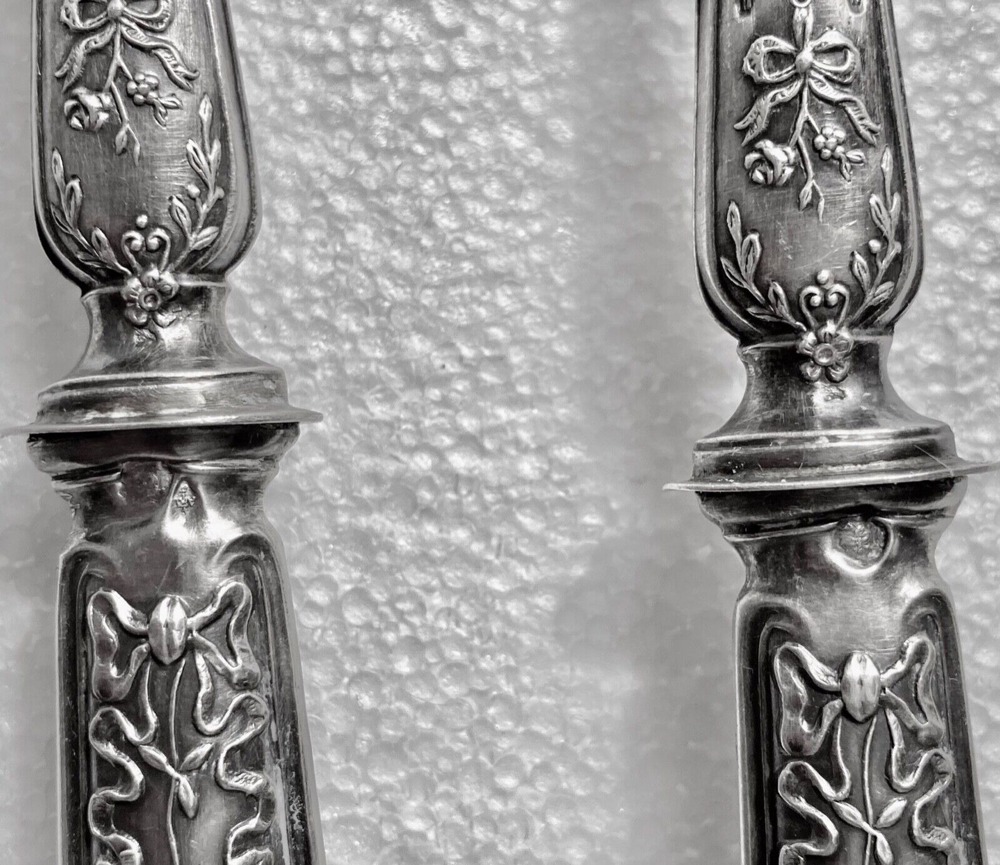 Salad cutlery in solid silver filled hallmark Minerva and horn style louis xv