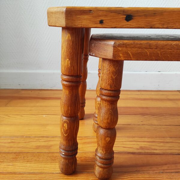 Tables basses gigognes danoises en bois massif – Vintage