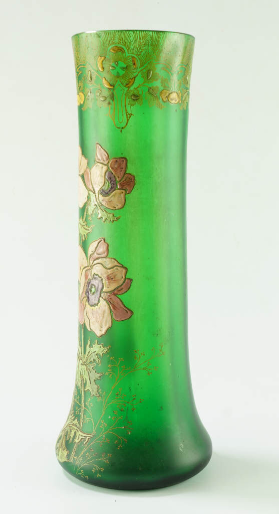 Vase Legras vert bouteille art nouveau