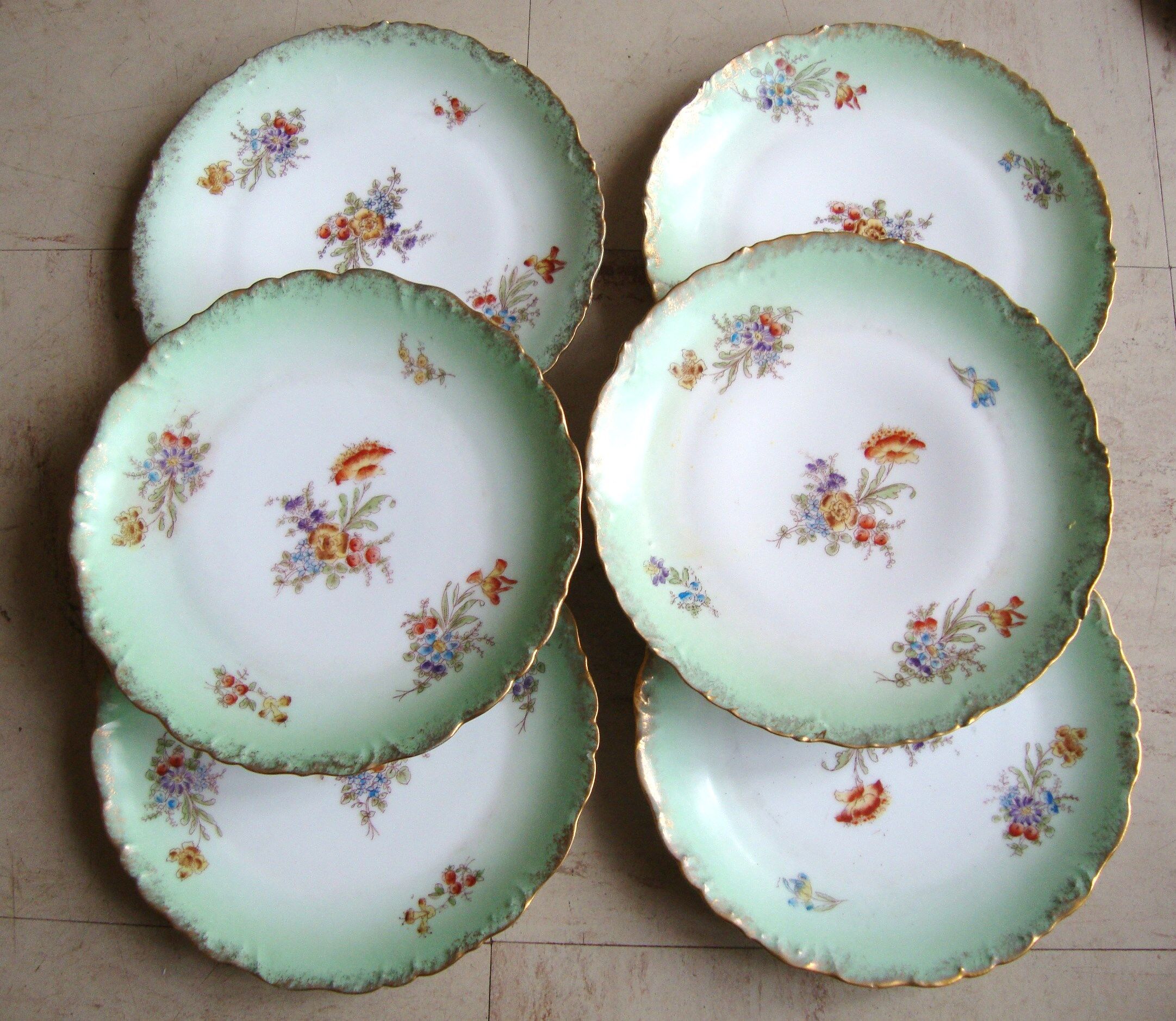 6 Limoges Elite dessert plates France