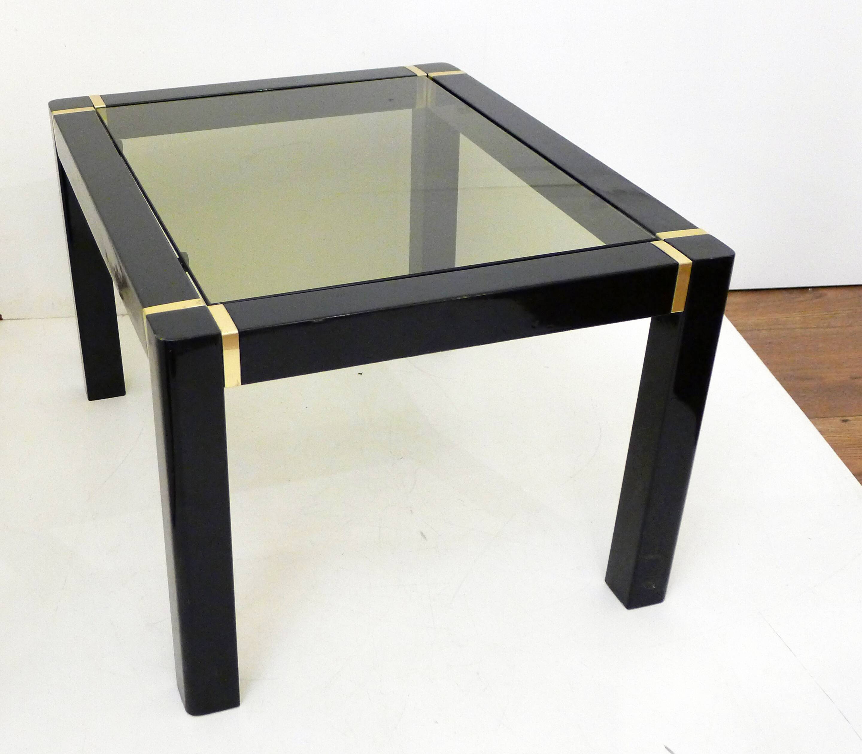Black wood & smoked glass coffee table