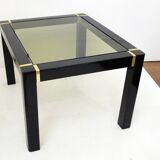 Table basse bois noir & verre fumé