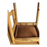 6 beech wood cognac leather chairs | Ibisco | Italy | 1960s