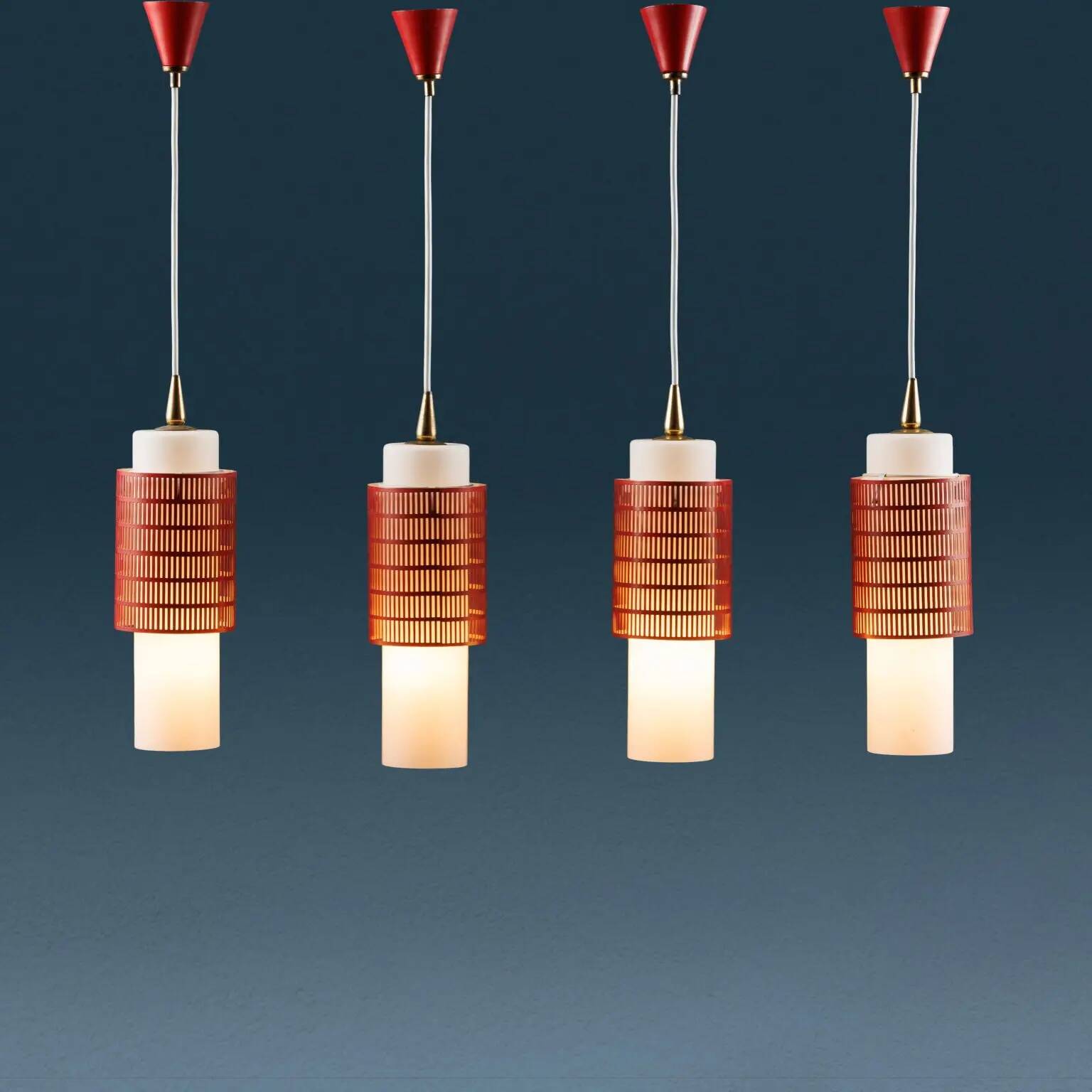 Lot de plafonniers vintage en métal, verre et laiton, Italie, années 1960